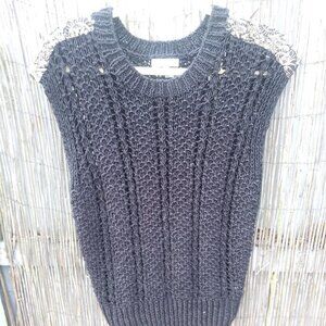 Adam Adam Lippes Sleeveless Sweater w/ Sequin & Metal Shoulders - S